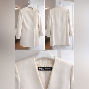 ZARA Cream Minimalist Coat – Size XS (Made in Spain)